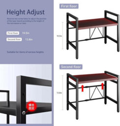 Hygrad Built to Survive 2 Tier Over Microwave Oven Shelf Storage Solution Organiser Stand Carbon Steel Matte Black - thumbnail 2