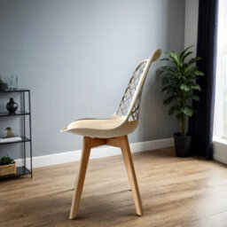 PureLifestyleWonders Taupe Brown Dining Chair With Wooden Legs Alma - thumbnail 3