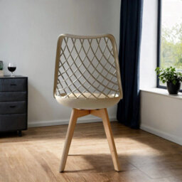 PureLifestyleWonders Taupe Brown Dining Chair With Wooden Legs Alma - thumbnail 2