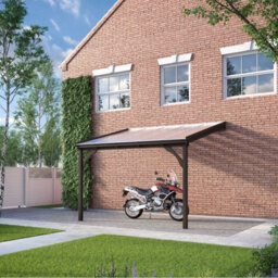 Polycarbonate Roof Car Port 2 Post - Wood - L250 X W290 Cm - Rustic Brown - thumbnail 2
