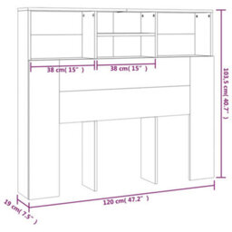 Berkfield Headboard Cabinet Brown Oak 120X19X103.5 Cm - thumbnail 7