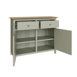 FWSTYLE Oak Veneer Sideboard Sage Green 2 Doors 2 Drawers Storage Cabinet - thumbnail 4