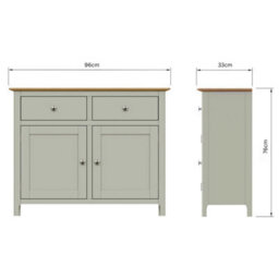 FWSTYLE Oak Veneer Sideboard Sage Green 2 Doors 2 Drawers Storage Cabinet - thumbnail 7