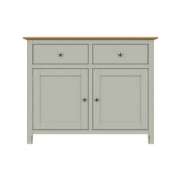 FWSTYLE Oak Veneer Sideboard Sage Green 2 Doors 2 Drawers Storage Cabinet - thumbnail 5
