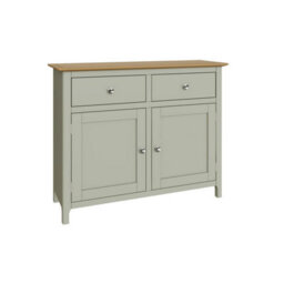FWSTYLE Oak Veneer Sideboard Sage Green 2 Doors 2 Drawers Storage Cabinet - thumbnail 3