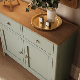 FWSTYLE Oak Veneer Sideboard Sage Green 2 Doors 2 Drawers Storage Cabinet - thumbnail 2