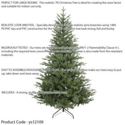 Loops Premium 7Ft Artificial Hinged Christmas Tree - Realistic 49 Inch Wide Xmas Decoration - thumbnail 2