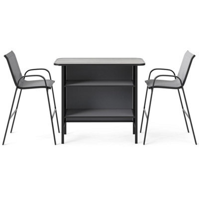 Patio Bar Height Table & Chairs-Gray 3 Piece Outdoor Bar Set - image 1