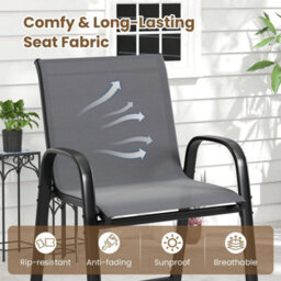 Patio Bar Height Table & Chairs-Gray 3 Piece Outdoor Bar Set - thumbnail 6