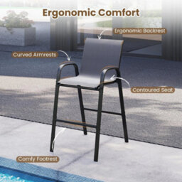 Patio Bar Height Table & Chairs-Gray 3 Piece Outdoor Bar Set - thumbnail 5
