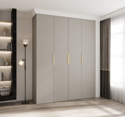 Arte Elegant Cashmere Como Iv Hinged Door Wardrobe H2460mm W1900mm D500mm, Four Doors, Sixteen Shelves, Two Hanging Rails, Gold Handles - thumbnail 2