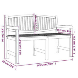 Berkfield Durable Garden Bench 149.5X60X90 Cm Solid Teak Wood - thumbnail 6