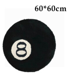 60Cm Round Tufted Area Rug, Black White Number 8 Pattern Circular Soft Plush Floor Mat, Non Slip Carpet For Bedroom Living Room - thumbnail 3