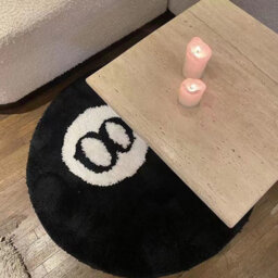 60Cm Round Tufted Area Rug, Black White Number 8 Pattern Circular Soft Plush Floor Mat, Non Slip Carpet For Bedroom Living Room - thumbnail 2
