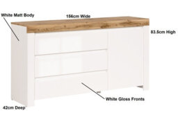 Impact Furniture Lounge Set Leds 2 Glass Display Cabinets Sideboard White Gloss Oak Effect Holten - thumbnail 8