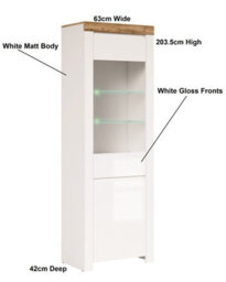 Impact Furniture Lounge Set Leds 2 Glass Display Cabinets Sideboard White Gloss Oak Effect Holten - thumbnail 5