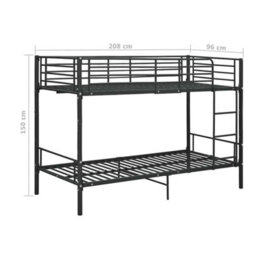 Walplus Bunk Bed Without Mattress Black Metal 90X200Cm - thumbnail 8