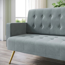 3 Seater Grey Sofa Bed Luxury Velvet Nonwovens New Foam - thumbnail 4