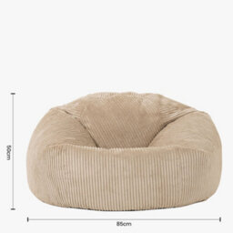 icon Kingston Cord Adults Bean Bag Chair And Pouffe, Ready Filled Beanbag And Footstool Stone Beige - thumbnail 8