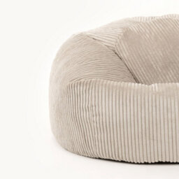 icon Kingston Cord Adults Bean Bag Chair And Pouffe, Ready Filled Beanbag And Footstool Stone Beige - thumbnail 6