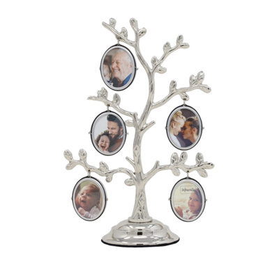 Collage Frame Family Tree Silverplated Photograph Snapshot Display Home Decor - image 1