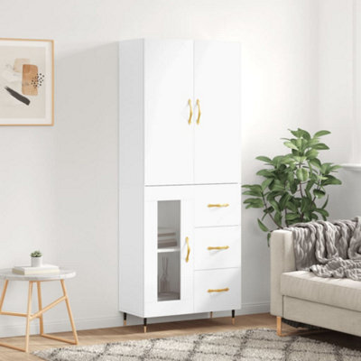 Berkfield Highboard White 69.5X34X180 Cm Engineered Wood - image 1