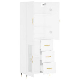 Berkfield Highboard White 69.5X34X180 Cm Engineered Wood - thumbnail 4