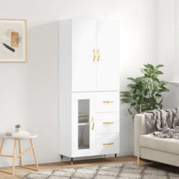 Berkfield Highboard White 69.5X34X180 Cm Engineered Wood - thumbnail 1