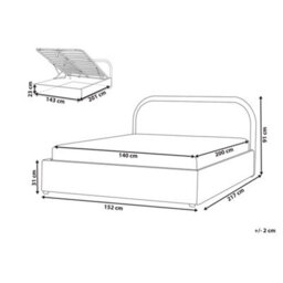 Beliani Ottoman Bed Boucle Quillien 140 X 200 Cm (Eu Double) Beige - thumbnail 3