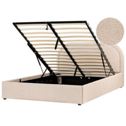 Beliani Ottoman Bed Boucle Quillien 140 X 200 Cm (Eu Double) Beige - thumbnail 1