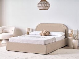 Beliani Ottoman Bed Boucle Quillien 140 X 200 Cm (Eu Double) Beige - thumbnail 2