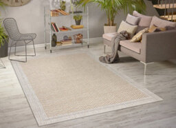 RugsX Carpet Origi 3739 Cream Beige - Frame, Herringbone Flat-Woven Sisal String 78X150 Cm - thumbnail 1