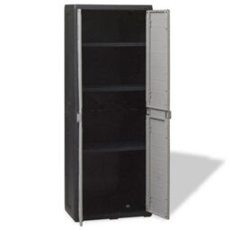 Berkfield Garden Storage Cabinet With 3 Shelves Black And Grey - thumbnail 3