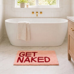 Allure Bath Fashions Get Naked Slogan Bath Mat Non Slip Fun Bathroom Rug (Pink/red) - thumbnail 5