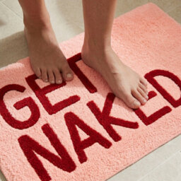 Allure Bath Fashions Get Naked Slogan Bath Mat Non Slip Fun Bathroom Rug (Pink/red) - thumbnail 4