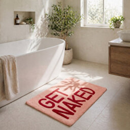 Allure Bath Fashions Get Naked Slogan Bath Mat Non Slip Fun Bathroom Rug (Pink/red) - thumbnail 3