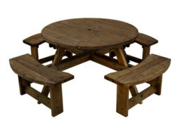 Arbor Garden Solutions Round Picnic Table, Meadow Circular Table 180Cm (Rustic Brown Finish) - thumbnail 2