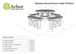 Arbor Garden Solutions Round Picnic Table, Meadow Circular Table 180Cm (Rustic Brown Finish) - thumbnail 3