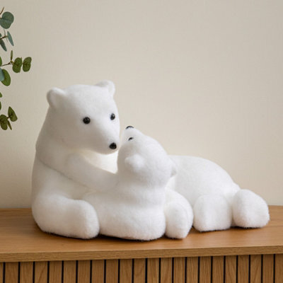Samuel Alexander 49Cm Flocked Polar Bear & Cub Christmas Decoration - image 1