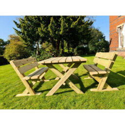 Churnet Valley Garden Furniture Ltd Ashcombe Table Set Sits 4 Including 2 Bench - L120 X W93 X H77 Cm - Set Of Waterproof Cushions Included - thumbnail 3