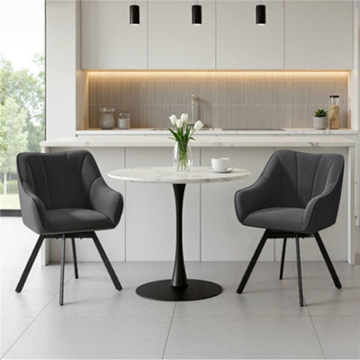 Yaheetech Set Of 2 Swivel Dining Chairs With Armrests And Backrest - Dark Grey - image 1