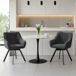 Yaheetech Set Of 2 Swivel Dining Chairs With Armrests And Backrest - Dark Grey
