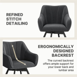Yaheetech Set Of 2 Swivel Dining Chairs With Armrests And Backrest - Dark Grey - thumbnail 8