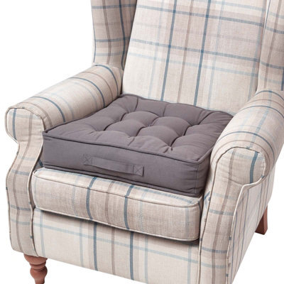 Homescapes Charcoal Grey Cotton Armchair Booster Cushion - image 1