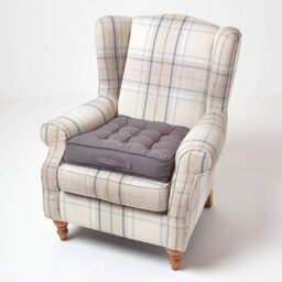 Homescapes Charcoal Grey Cotton Armchair Booster Cushion - thumbnail 7