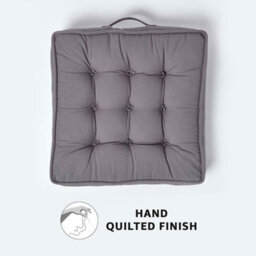 Homescapes Charcoal Grey Cotton Armchair Booster Cushion - thumbnail 3