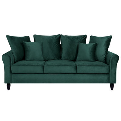 Beliani Sofa 3 Seater Bornholm Velvet Dark Green - image 1