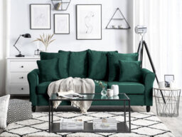 Beliani Sofa 3 Seater Bornholm Velvet Dark Green - thumbnail 2