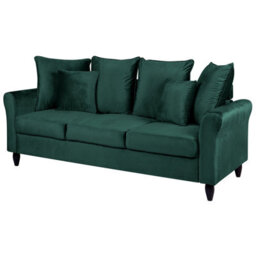 Beliani Sofa 3 Seater Bornholm Velvet Dark Green - thumbnail 4