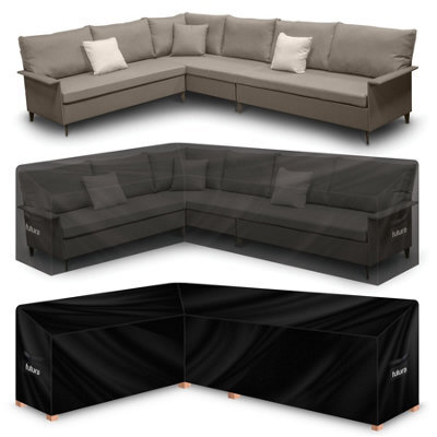 Futura Premium 600D L Shaped 222 X 286 X 80Cm Waterproof Garden Furniture Cover, Outdoor Patio Weatherproof Rattan Sofa Guard - image 1